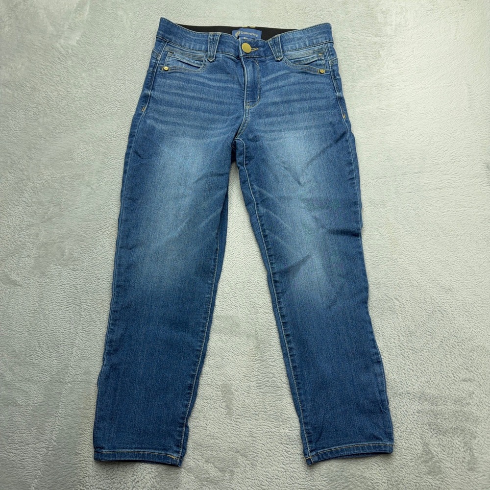 Democracy Jeans Women 8P Blue Ab solution Cropped Straight Leg Denim Medium Wash
